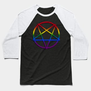 Rainbow Satanic Pentagram | Satanic Pride Baseball T-Shirt